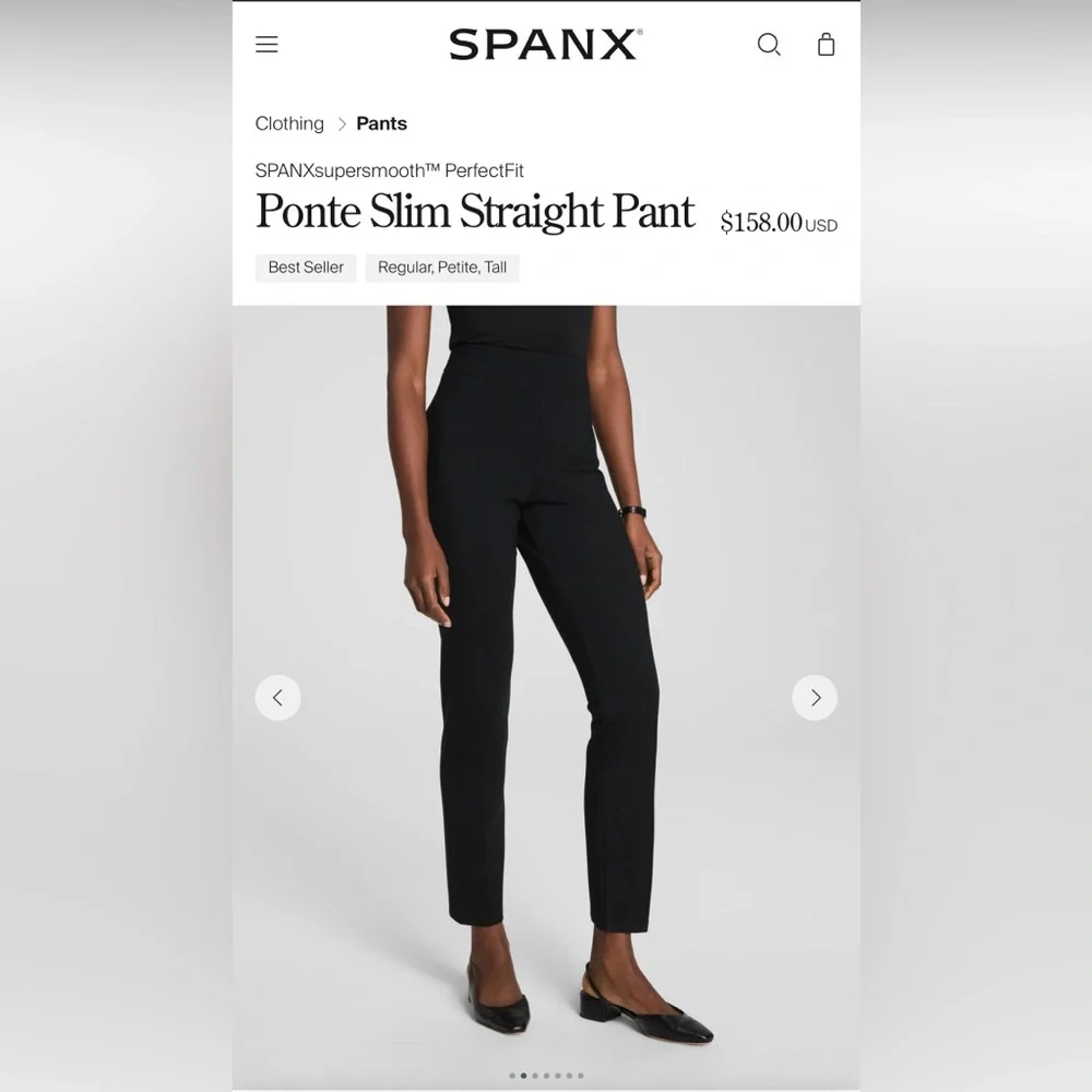 Spanx M black ponte slim straight pull on pants ๐ - Picture 1 of 8